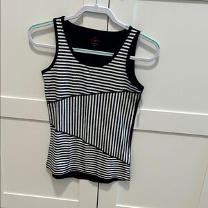 Talbots Black and White Striped Tank Top